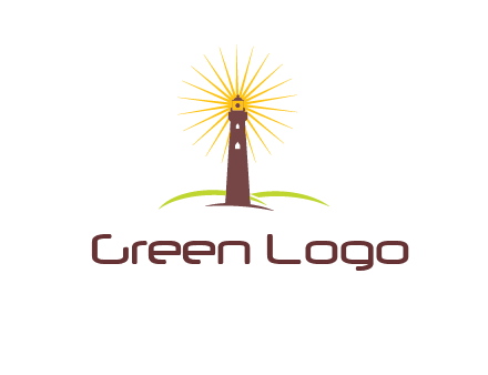 lighthouse with rays logo