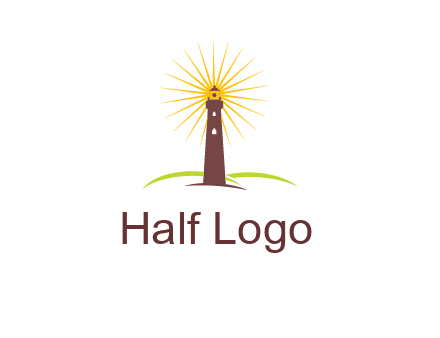 lighthouse with rays logo