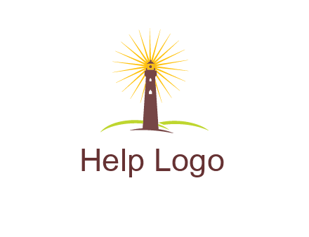 lighthouse with rays logo