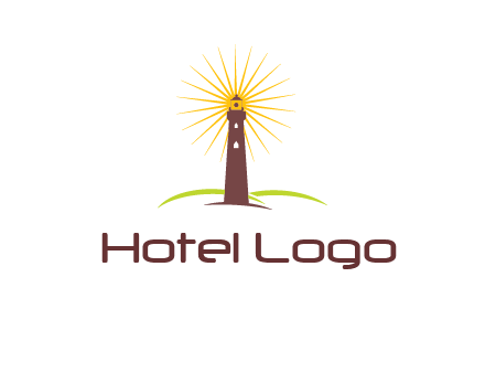 lighthouse with rays logo