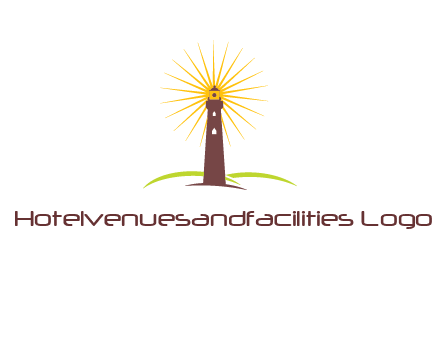 lighthouse with rays logo