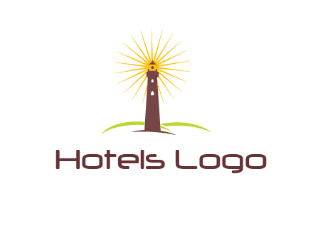 lighthouse with rays logo