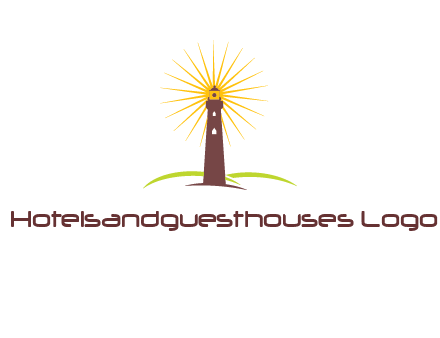 lighthouse with rays logo