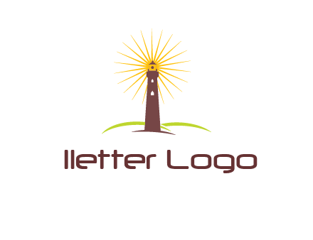 lighthouse with rays logo