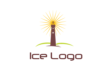 lighthouse with rays logo