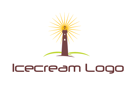 lighthouse with rays logo