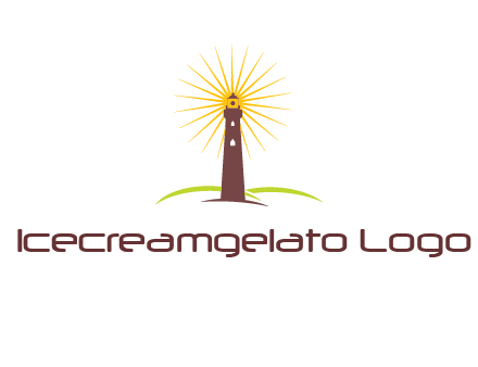 lighthouse with rays logo