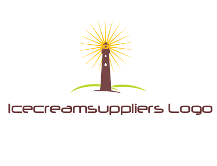 lighthouse with rays logo