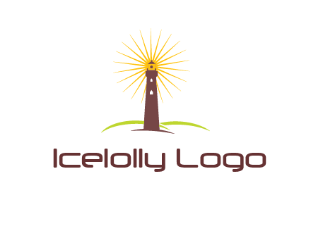 lighthouse with rays logo