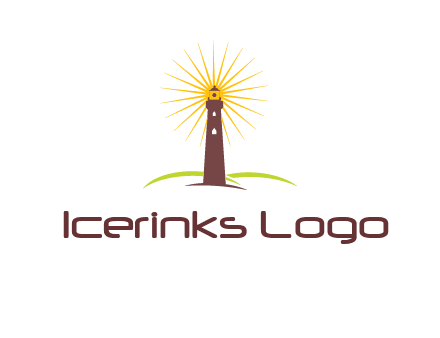 lighthouse with rays logo