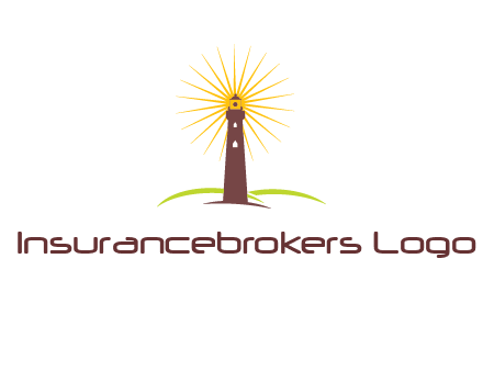lighthouse with rays logo