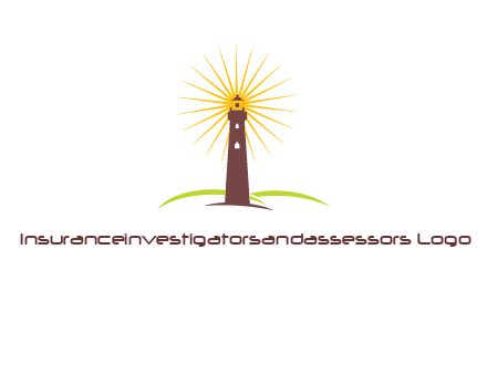 lighthouse with rays logo