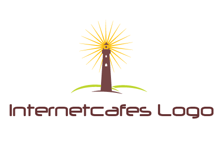 lighthouse with rays logo