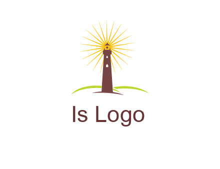 lighthouse with rays logo