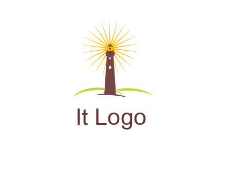 lighthouse with rays logo