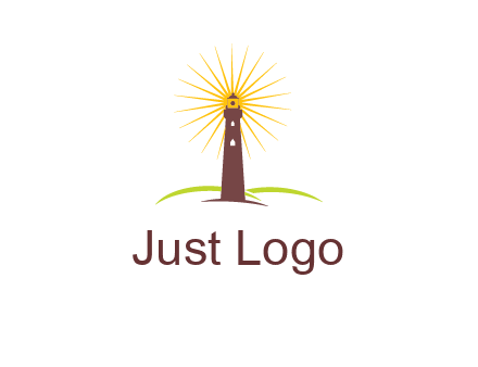 lighthouse with rays logo