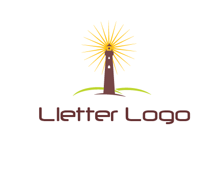 lighthouse with rays logo