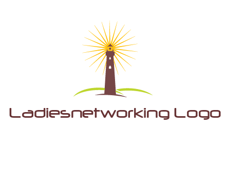 lighthouse with rays logo