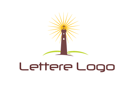 lighthouse with rays logo