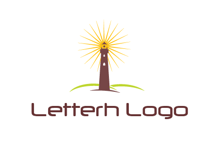 lighthouse with rays logo