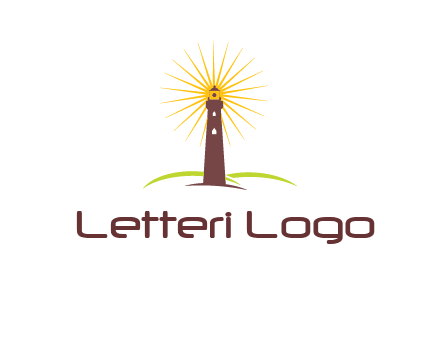 lighthouse with rays logo