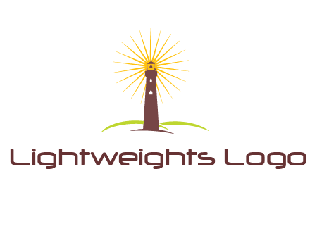 lighthouse with rays logo