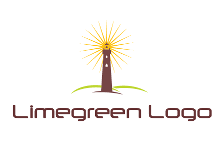 lighthouse with rays logo
