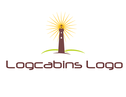 lighthouse with rays logo