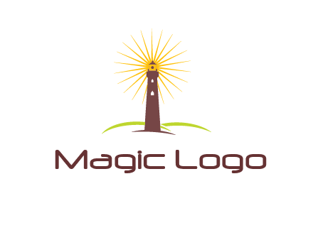 lighthouse with rays logo