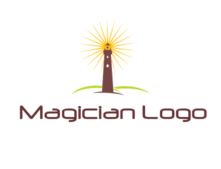 lighthouse with rays logo