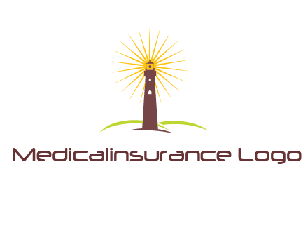 lighthouse with rays logo