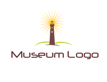 lighthouse with rays logo