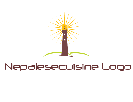 lighthouse with rays logo