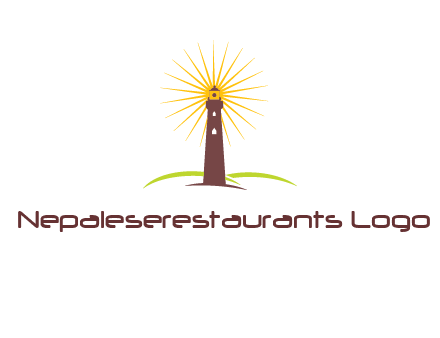 lighthouse with rays logo