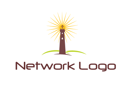 lighthouse with rays logo