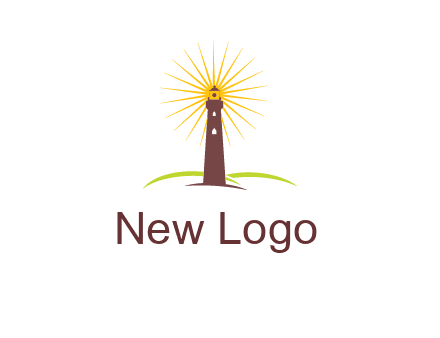lighthouse with rays logo