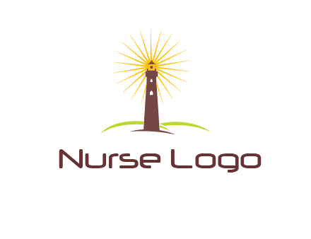 lighthouse with rays logo
