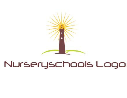 lighthouse with rays logo