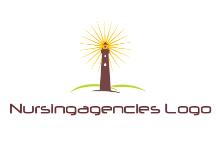 lighthouse with rays logo