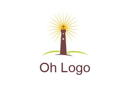 lighthouse with rays logo