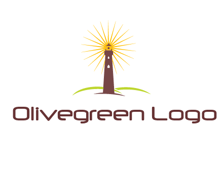 lighthouse with rays logo