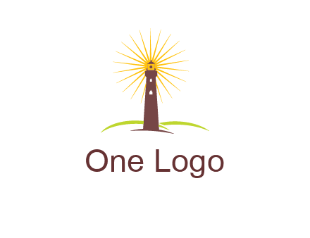 lighthouse with rays logo
