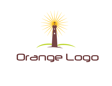 lighthouse with rays logo
