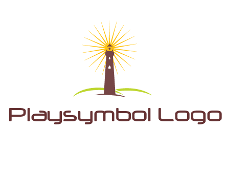 lighthouse with rays logo