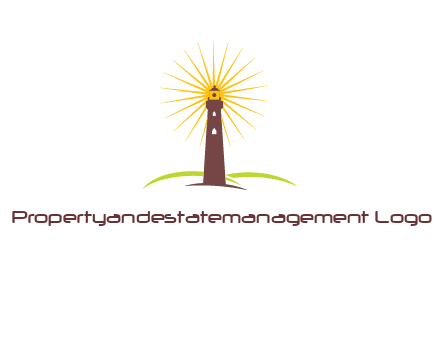 lighthouse with rays logo