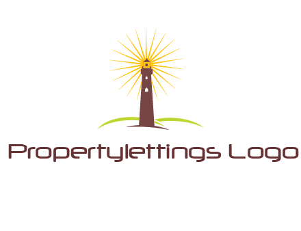 lighthouse with rays logo