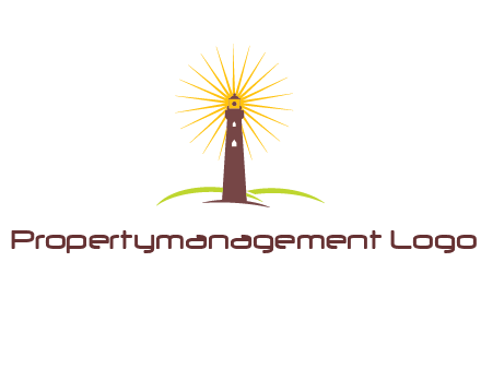lighthouse with rays logo