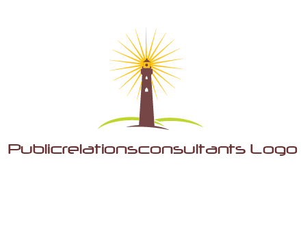 lighthouse with rays logo