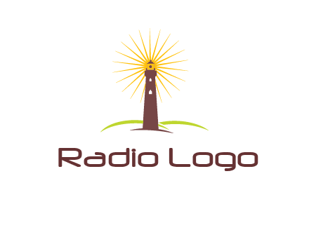 lighthouse with rays logo