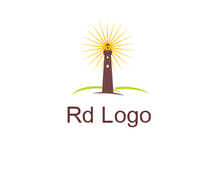 lighthouse with rays logo